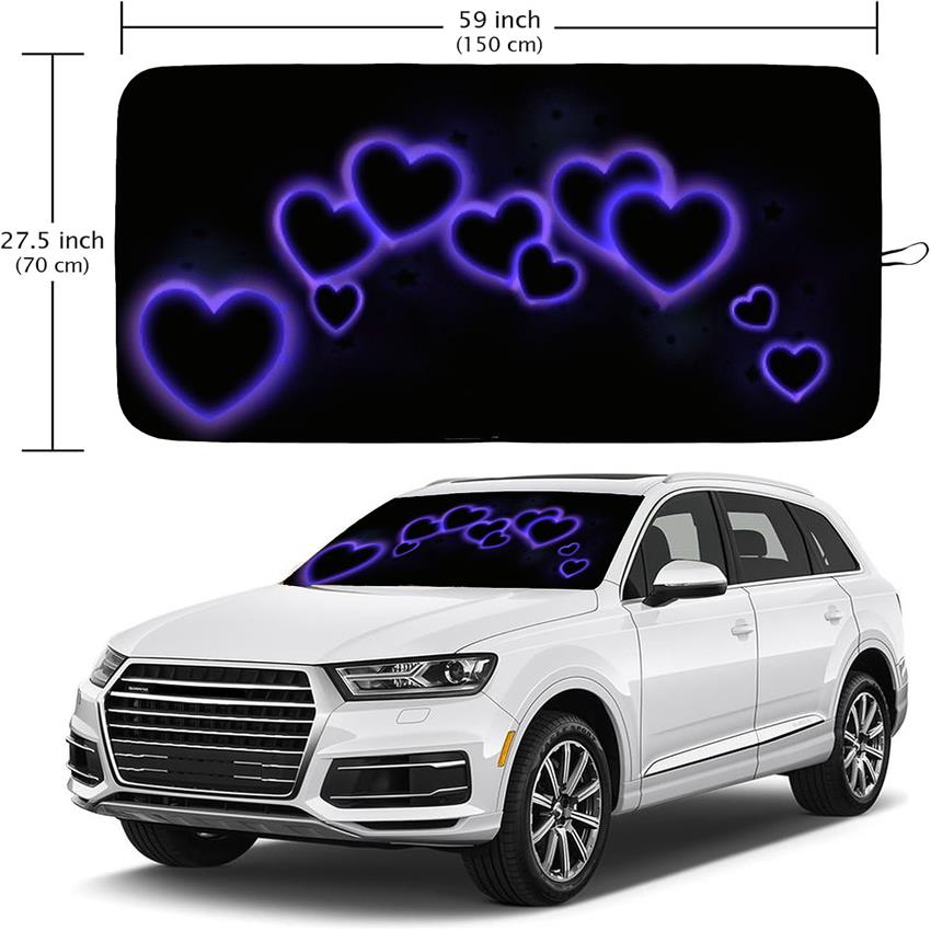 1Pcs Foldable Visor Pattern Windshield Sunshade UV Rays Heat Blocker Keeps Vehicle Cool Unique Design Fit Sedans SUVs Trucks RVs