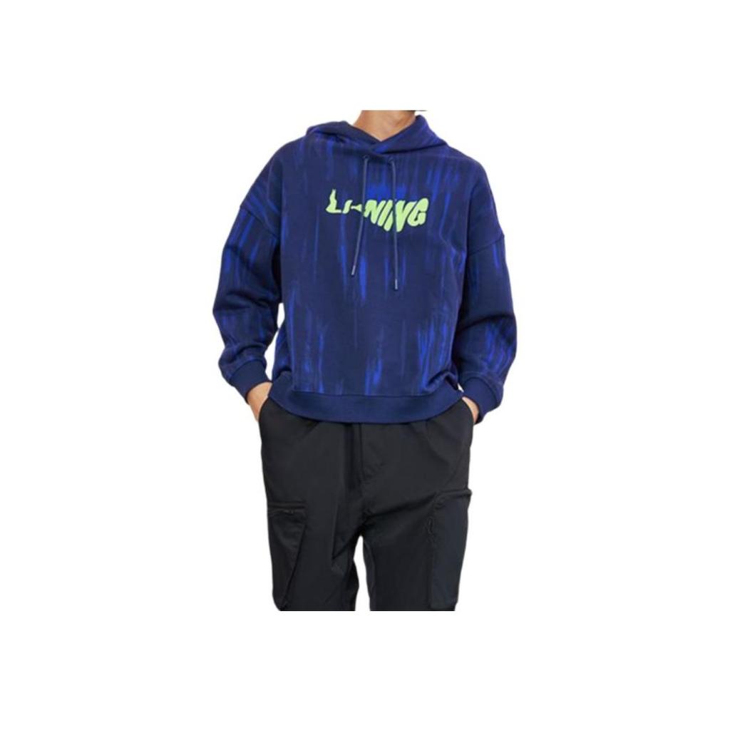 Li Ning China Logo Embroidered Pullover Sweatshirt Men Sweatshirt Blue AWDRB47-3