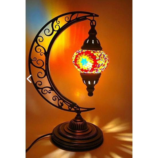

Mozaik Masaüstü Abajur Otantik Dekor Lamba Masa Ve Gece Lambası Hilal Model
