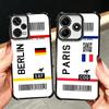 Travel Air Ticket Label Soft Phone Case For Xiaomi Redmi Note 14 15 Pro Plus 13 12 11S 11T 5G 10 9S 9 Plating Anti-Fall Fundas