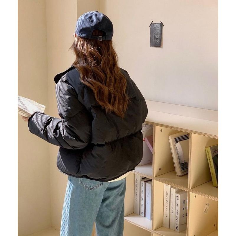 Winter Short Puffer Jacket Women Korean Style Slim Fit Cotton Coat Warm Down Alternative Outwear