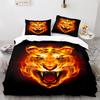 Purple Fire Tiger Duvet Cover Set 3D Print Wild Animals Queen King Size Bedding Set For Kid Boy Teen Comforter Cover With Zipper