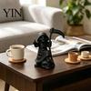 Halloween Room Decor 3D Printed Cute Grim Reaper Figurine, Skeleton Little Statue with Figurine Scythe & Skull Base, Funny Gothic Desktop Ornament