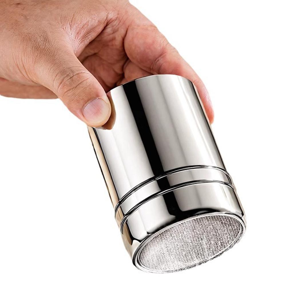 

Duster With Cover Cocoa Powder Coffee Stainless Steel Duster Fine Mesh Bucket Seasoning Bottle Home Kitchen серебряный