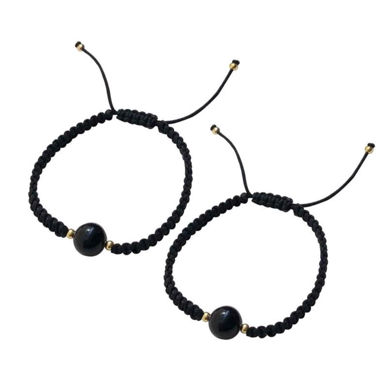 Натуральные браслеты-косички из обсидиана, кристальные камни, клубничный кварц для женщин, мужчин, пар, счастливые браслеты, ювелирные изделия, подарок 1