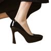 Fashion Spring and Autumn New Style Popular Waterproof Platform Slip-on Shoes Fashionable Banquet Work Shoes Pointed Toe Thin Heels