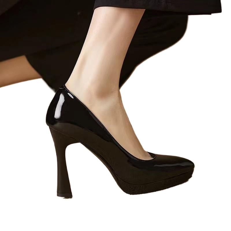 Fashion Spring and Autumn New Style Popular Waterproof Platform Slip-on Shoes Fashionable Banquet Work Shoes Pointed Toe Thin Heels