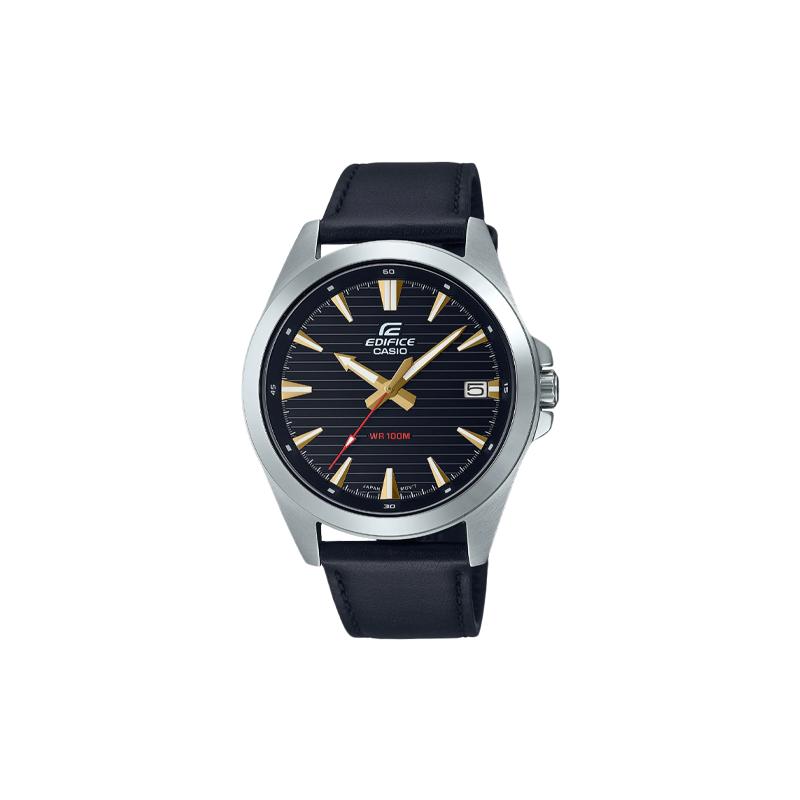 

Casio EDIFICE Waterproof and Shockproof Quartz Movement Genuine Leather Strap Japanese and Korean Watch Men s Watch Black Dial EFV-140L-1