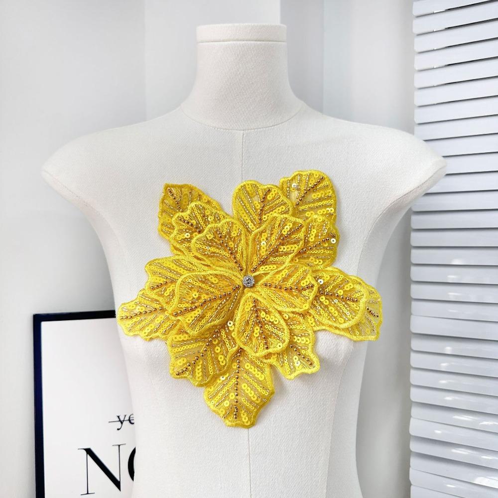 Sequin Clothing Patches Clothing Brooch Clothing Applique Flower Multi-layer Appliques  Women