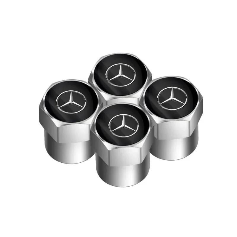

2025 Hot For Mercedes Benz 4pcs Car Styling Aluminum Emblem Wheel Tire Valve Stem Air Caps for Mercedes Benz Amg W205 W211 W204