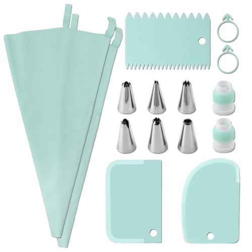 Gevrkjenp Reusable Pastry Bags, Cake Decorating Supplies, 15-Piece Icing and Piping Tip Set - Durable Cake Decorating Frosting Piping Kit for Decorati