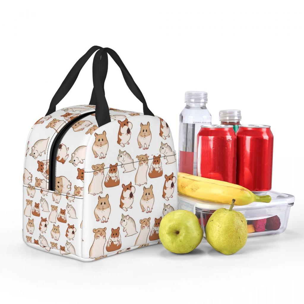 Cute Hamster Pattern Insulated Lunch Bag for Kids School Cooler Thermal Food Box Tote Portable Lunch Boxes Container