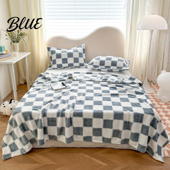 Soft Baby Blanket Bed for Fluffy Checkered Plush Breathable Chessboard Pattern Weaved Polyester All Season