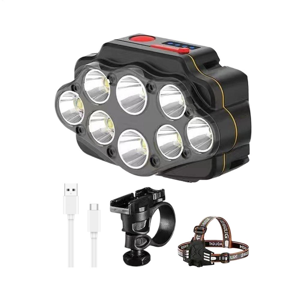 USB Cycle Headlight Super Bright LED Cycle Headlight Front Light 360 Rotatable Cycle Light With 8 Lights Waterproof Cycle