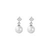 Simple Zircon Pearl Earring Silver Needle Niche Light Luxury Simple Small Small Exquisite Cute Sweet Girl
