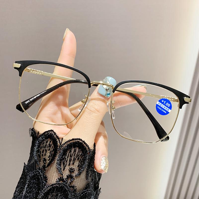 Anti Blue Light Presbyopia Glasses for Men Ultra Light Square Frame Reading Glasses High-end Business High-definition Eyeglasses