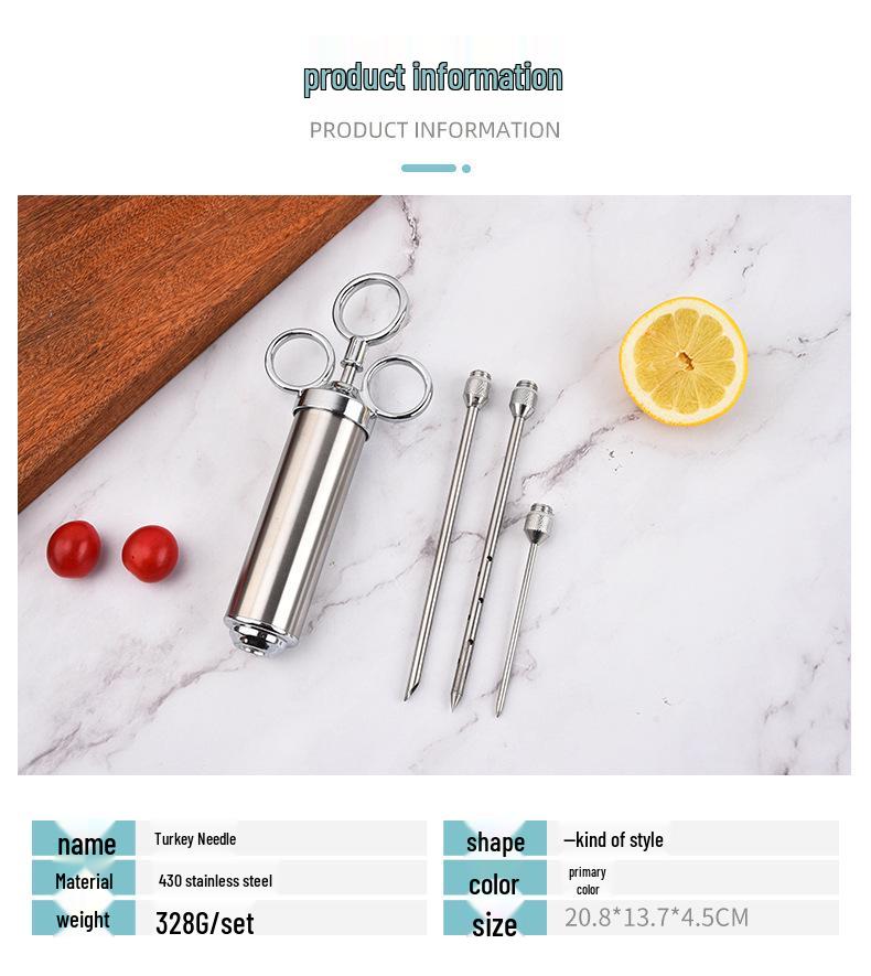 304 Stainless Steel Turkey Marinade Injector Syringe