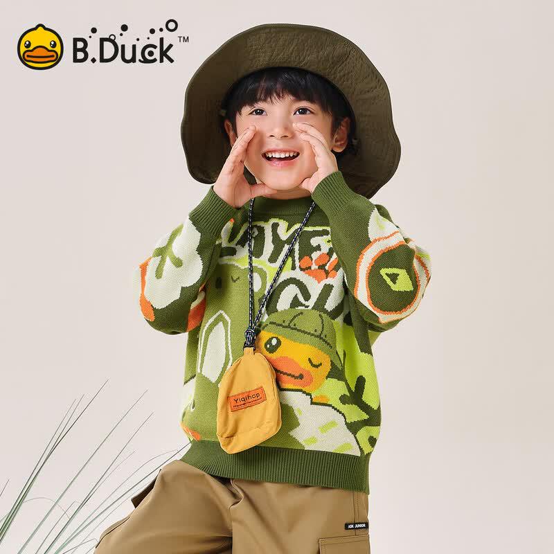B.Duck Boys' Cartoon Pullover Sweater