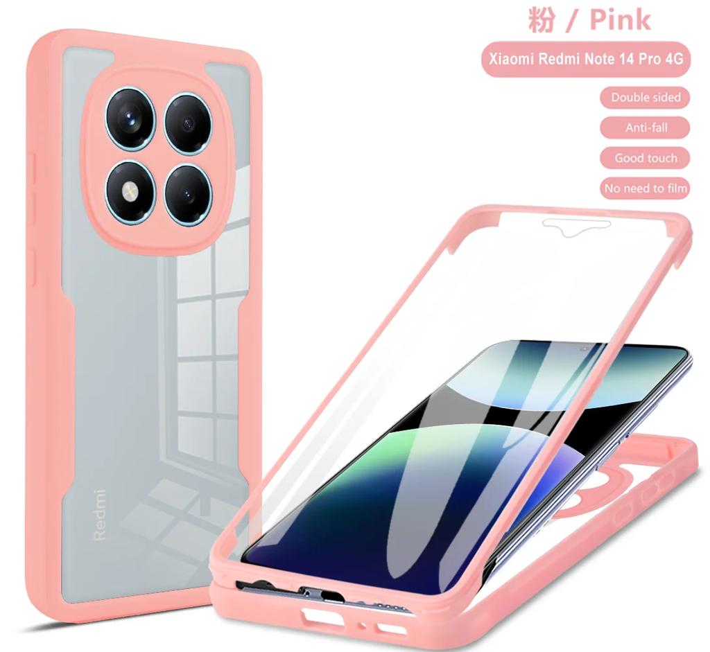 Front Back Double Protection Cover For Xiaomi Redmi Note 14 Pro Plus 11S 10S 9S 9A 9C 9T 13 Pro Plus 5G 4G Full Body Clear Case