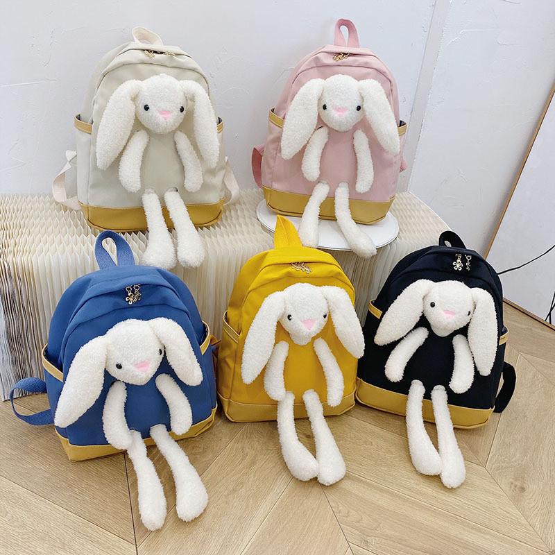 Cute Bunny Design Preschool Backpack Durable Soft Canvas Schoolbag For Kids Unisex