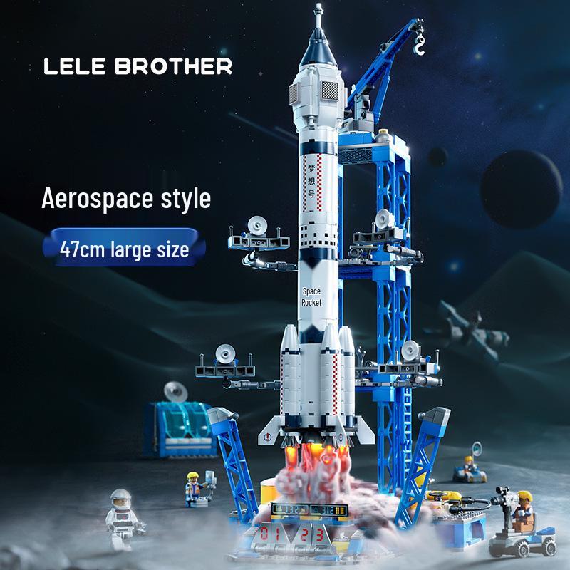 Lele Brothers Aerospace Rocket Building Blocks - Compatible with Lego, Children's Educational Assembly Model Toys and Ornaments.