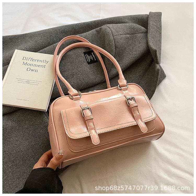 Retro women's bags, high-end underarm bags 2025 new simple large-capacity bowling bags, fashionable commuter bags