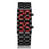 Fashion Men's Digital Lava Wristwatch Full Metal Black Red/Blue LED Display Sporty Creative Gift for Male Youth