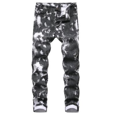 Bunte Stretch-Denim-Freizeithose mit Slim Fit und Aufdruck für Herren