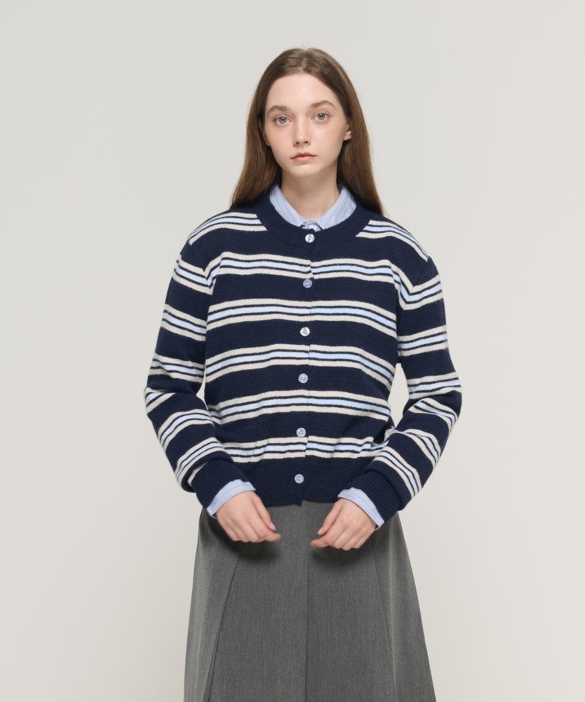 Cargobros For Woman Multi-Stripe Cardigan (Navy)