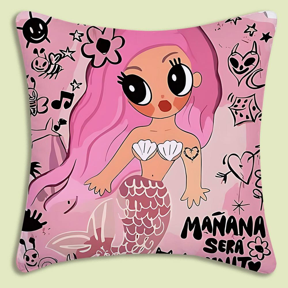 Manana Sera Bonito Karol G Pillow Covers Cartoon Sofa Decorative Home Double-Sided Printing Short Plush Cute Cushion Cover