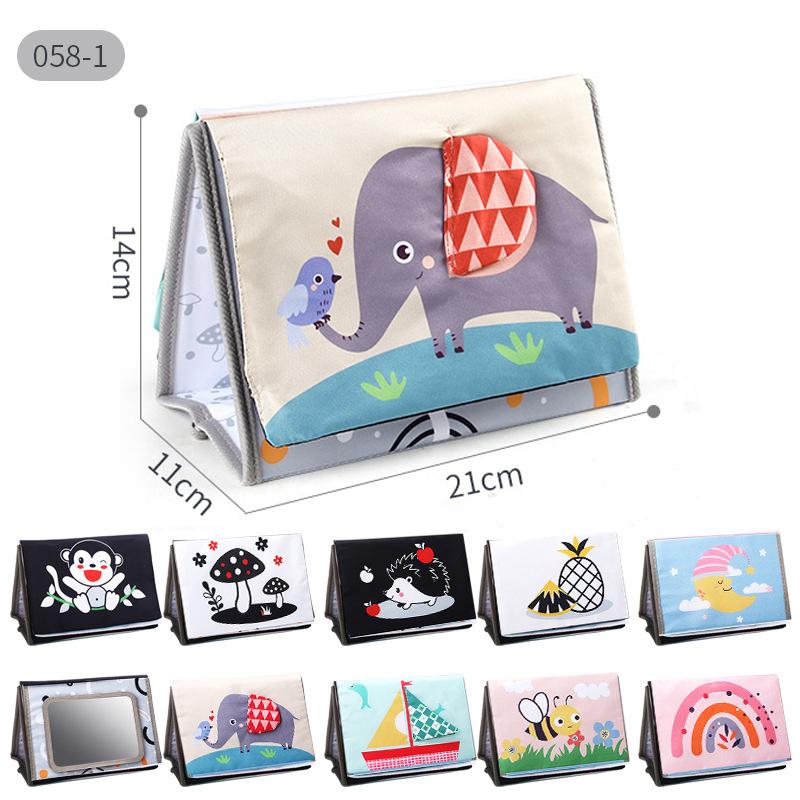 Baby Tummy Time Mirror Book Montessori Soft Cloth Sensory Book With Crinkle Shapes Animals High Contrast Pages For Newborns