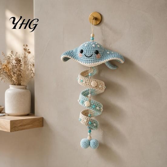 Beginner Crochet Kit for Adults Ocean Animal Spiral Kit, DIY Coastal Hanging Ornament Craft Educational Knitting Novices with Yarn And Accessories