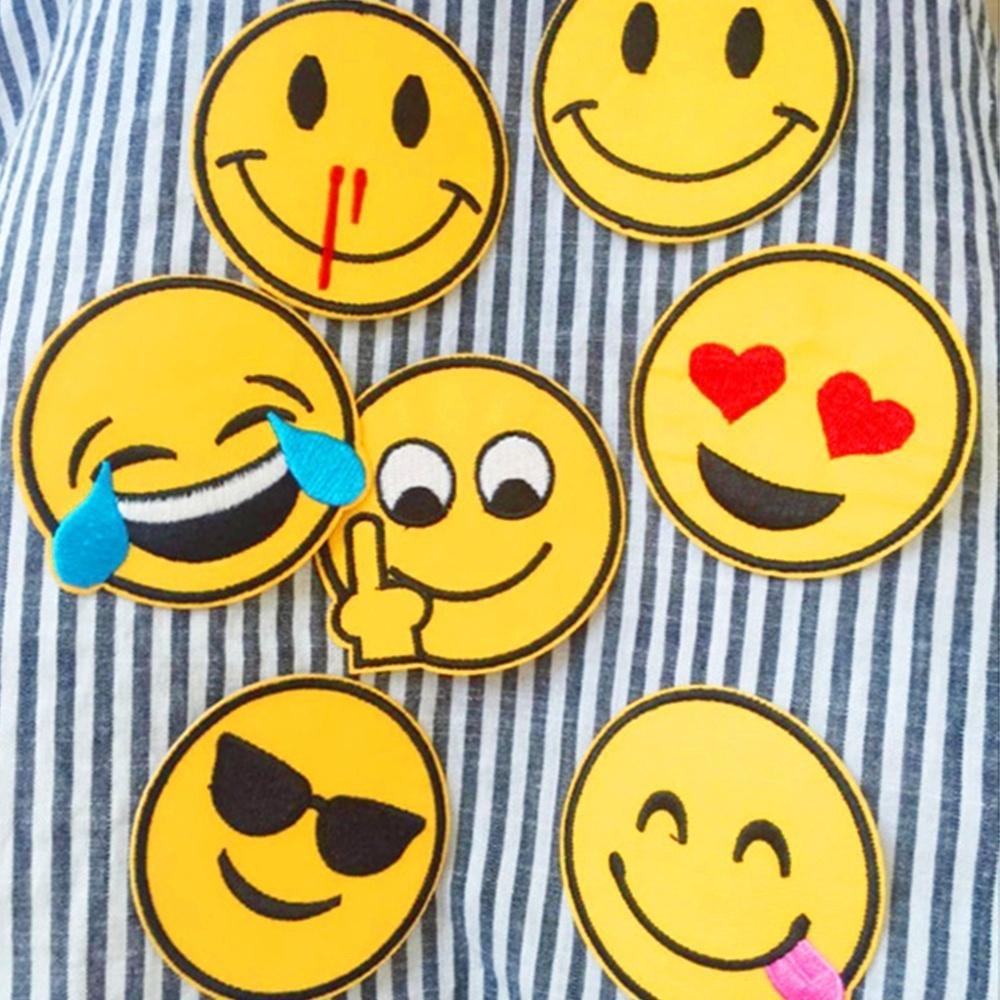 8Pcs Emoji Expression Emboidery Patches Patch Exaggerated Fabric Applique Ornaments Accessories 6.2x
