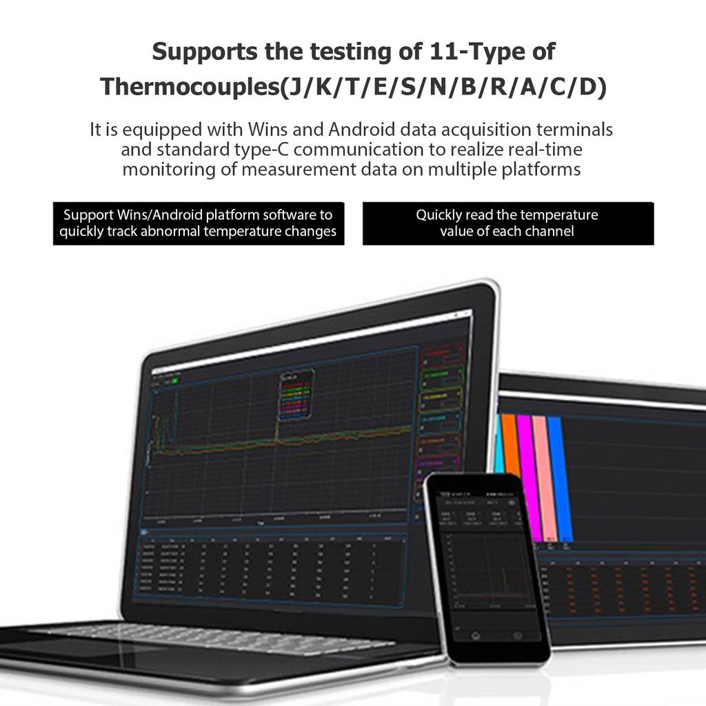 Hantek HTM208B 8-channel Temperature Data Logger Rechargeable Handheld Temperature-recording