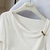 She Pool Asymmetrical Pleated Knit T-Shirt