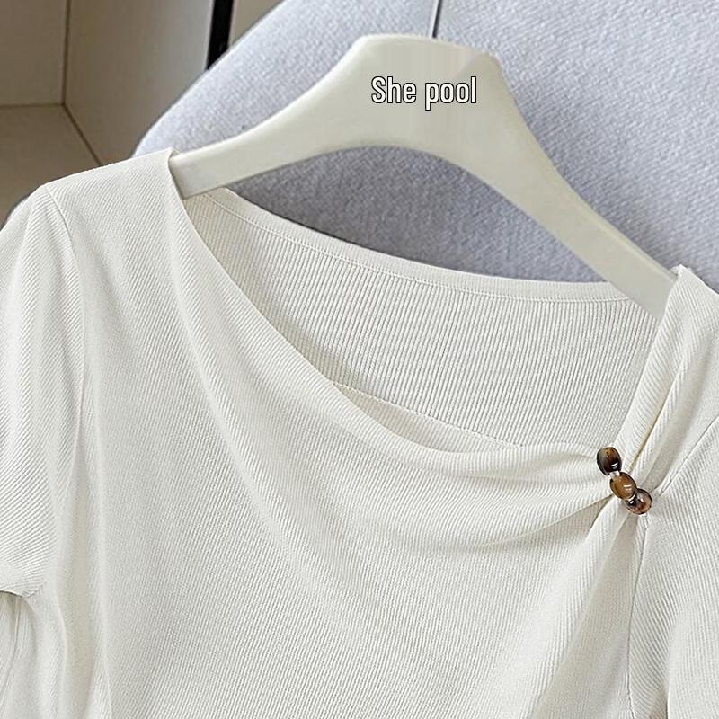 She Pool Asymmetrical Pleated Knit T-Shirt