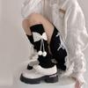Fashionable Women's Leg Warmers Ribbed Socks Elastic Lace Trim with Cute Bows and Fuzzy Ball Winter Accessories