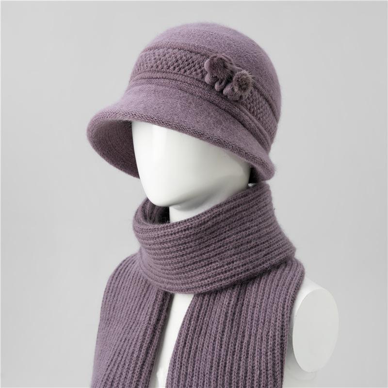 Hat Female Mother Day Thickened Thermal Hat Grandmother Old Lady Rabbit Wool Knitted Hat Cold Proof
