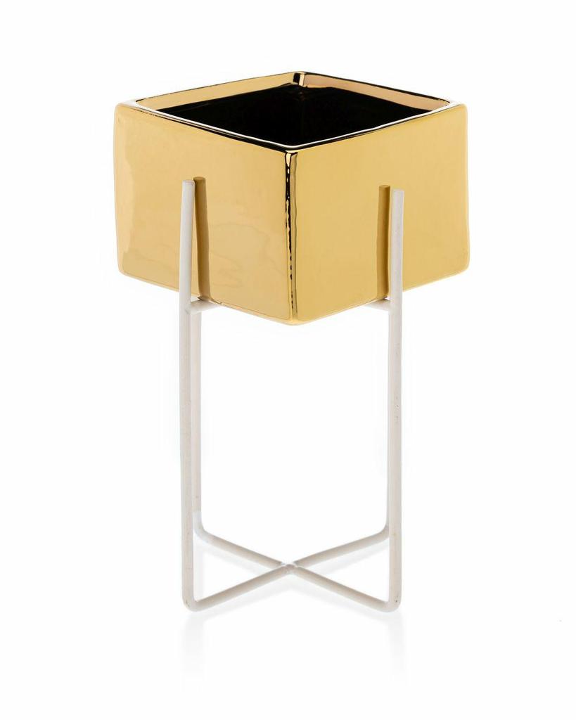 Doniczka Mizu Gold White 21 Cm