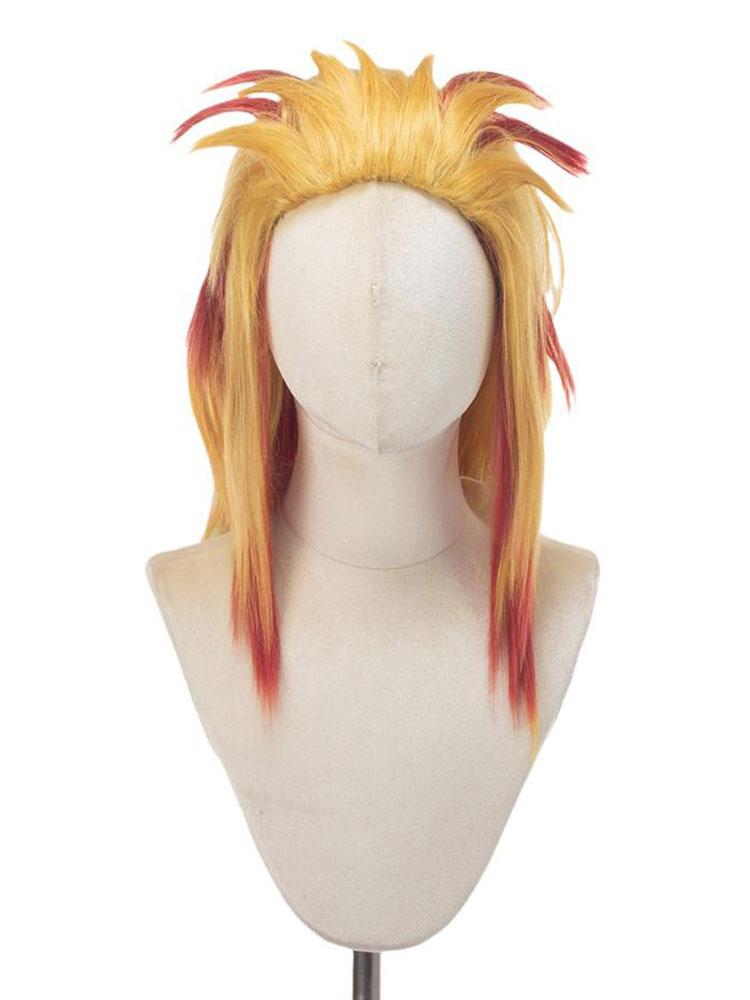 Cosplay paruka Demon Slayer Blade Plamenný pilíř Purgatory Meruňkový Shoulang Gradientní barvení Anime Cosplay paruka Paruka ze syntetických vláken