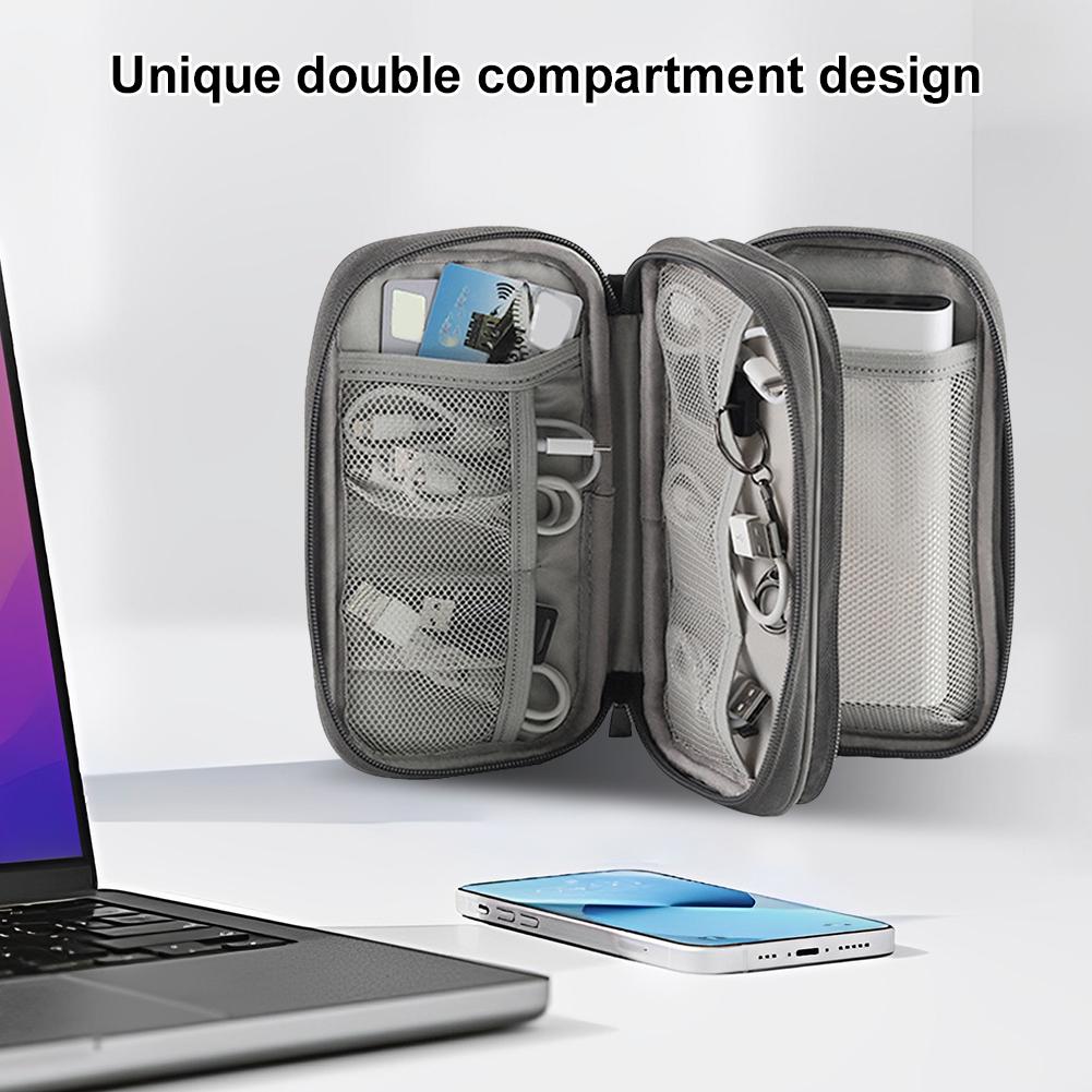Electronics Accessories Organizer Universal Travel Pouch Bag Double Layers Travel Cable Organizer Bag for Charger Cable Phone