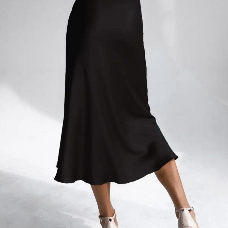 French Style High-End Satin Acetate Smooth Bodycon Mermaid A-Line Midi Skirt for Women