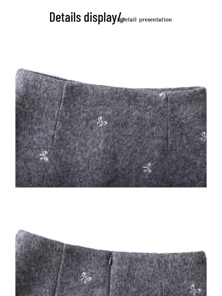 Women's High-Waisted Black Embroidered Pencil Skirt - 2025 Autumn/Winter Collection