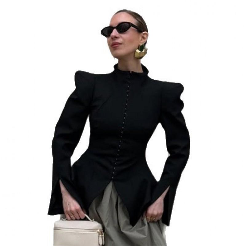 Womens Elegant Slim Fit Stand Collar Short Coat Winter 2026 Stylish Single Breasted Outerwear