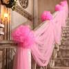 Wedding Gauze Curtain & Decoration with Floral Ball - Perfect for New Home & Stair Handrails, Free Shipping