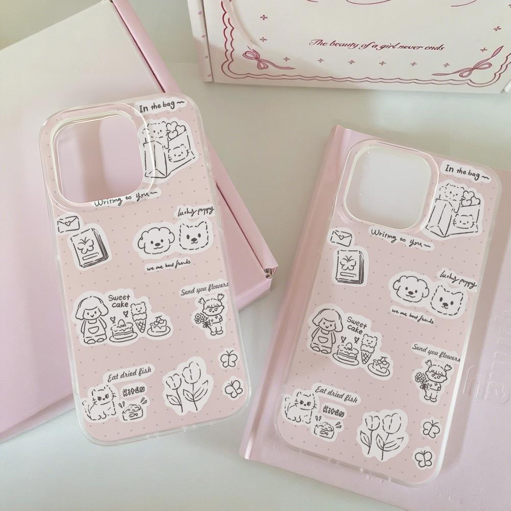 Painted Phone Case for iPhone 12 13 15 16 iPhone 16 12 13 14 15 Pro  14 15 16 Pro Max Coverage Shockproof Anti-Fingerprint Fresh Style Protective Case