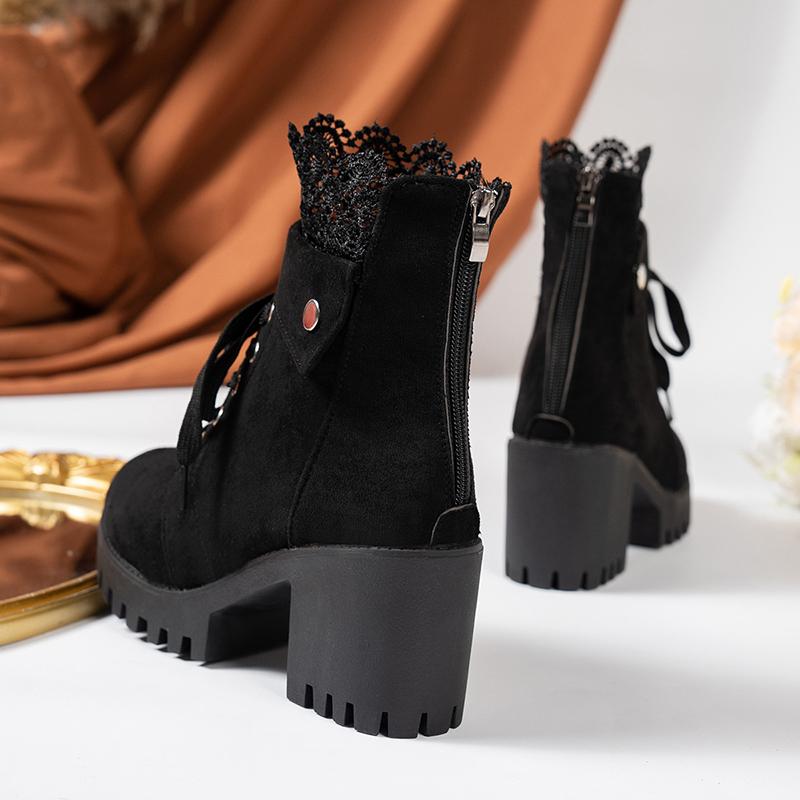 Damen High Heel Stiefeletten Herbst Winter Stiefeletten Damenmode Damenschuhe Schwarz Kurzer Stiefel Weiblich Botas De Mujer