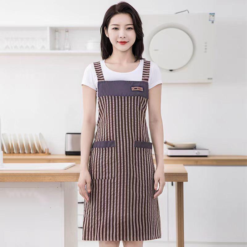 Korean Version Cotton and Linen Apron for Women Cute Kitchen Home Cooking Breathable Apron Fashionable Work Clothes Chef Apron