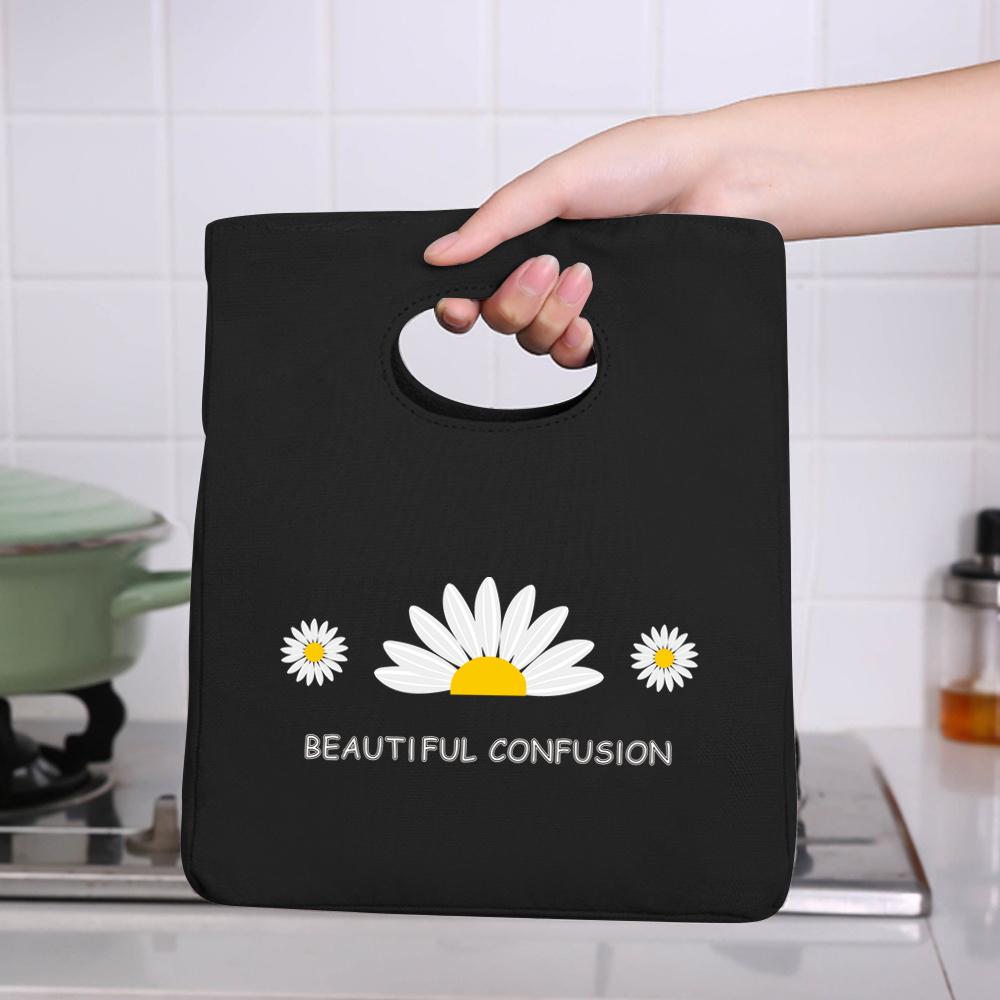 Lunch Bag Breakfast Box Bags Women Portable Hand Pack Picnic Travel Products Daisy Printed School Food Storage Bags Bento Pouch
