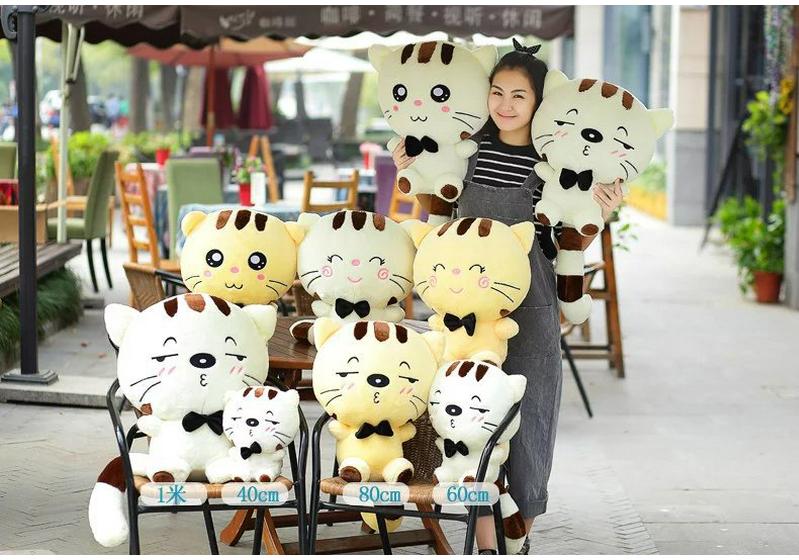 Happy Big Cat Plush Toy - Big Face & Tail Onigiri Cat Valentine's Day Gift